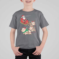 Santa Pig Sleigh Crew T Shirt For Kid Funny Christmas Pig Lover Gift - Wonder Print Shop