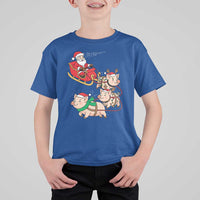 Santa Pig Sleigh Crew T Shirt For Kid Funny Christmas Pig Lover Gift - Wonder Print Shop