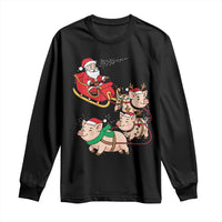 Santa Pig Sleigh Crew Long Sleeve Shirt Funny Christmas Pig Lover Gift - Wonder Print Shop
