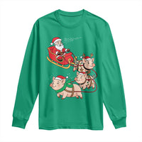 Santa Pig Sleigh Crew Long Sleeve Shirt Funny Christmas Pig Lover Gift - Wonder Print Shop