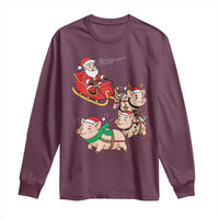 Santa Pig Sleigh Crew Long Sleeve Shirt Funny Christmas Pig Lover Gift - Wonder Print Shop