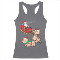 Santa Pig Sleigh Crew Racerback Tank Top Funny Christmas Pig Lover Gift - Wonder Print Shop