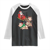 Santa Pig Sleigh Crew Raglan Shirt Funny Christmas Pig Lover Gift - Wonder Print Shop
