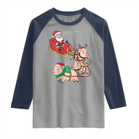 Santa Pig Sleigh Crew Raglan Shirt Funny Christmas Pig Lover Gift - Wonder Print Shop