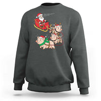 Santa Pig Sleigh Crew Sweatshirt Funny Christmas Pig Lover Gift - Wonder Print Shop