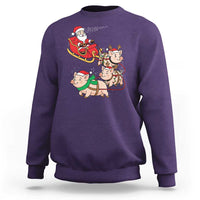 Santa Pig Sleigh Crew Sweatshirt Funny Christmas Pig Lover Gift - Wonder Print Shop