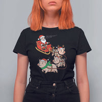 Santa Pig Sleigh Crew T Shirt For Women Funny Christmas Pig Lover Gift - Wonder Print Shop