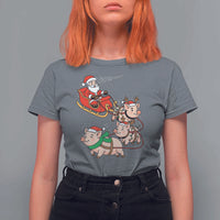 Santa Pig Sleigh Crew T Shirt For Women Funny Christmas Pig Lover Gift - Wonder Print Shop