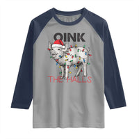 Oink The Halls Raglan Shirt Funny Christmas Pig Lover Gift - Wonder Print Shop