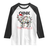 Oink The Halls Raglan Shirt Funny Christmas Pig Lover Gift - Wonder Print Shop