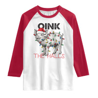 Oink The Halls Raglan Shirt Funny Christmas Pig Lover Gift - Wonder Print Shop