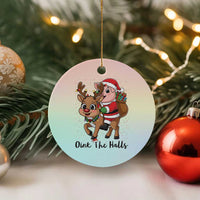 Oink The Halls Ceramic Ornament Pig Christmas Farm Life Gift - Wonder Print Shop