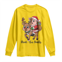 Oink The Halls Long Sleeve Shirt Pig Christmas Farm Life Gift - Wonder Print Shop
