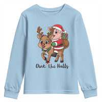 Oink The Halls Youth Sweatshirt Pig Christmas Farm Life Gift - Wonder Print Shop