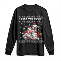 Deck The Hogs Ugly Christmas Sweater Long Sleeve Shirt Pig Lover Gift - Wonder Print Shop