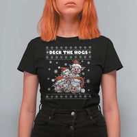 Deck The Hogs Ugly Christmas Sweater T Shirt For Women Pig Lover Gift - Wonder Print Shop