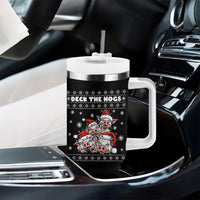 Deck The Hogs Ugly Christmas Sweater Tumbler With Handle Pig Lover Gift - Wonder Print Shop