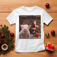 Funny Christmas Pig Selfie With Santa Gift T Shirt - Wonder Print Shop