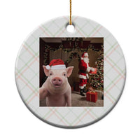 Funny Christmas Pig Selfie With Santa Gift Ceramic Ornament - Wonder Print Shop