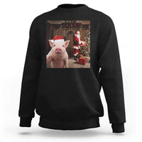 Funny Christmas Pig Selfie With Santa Gift Sweatshirt - Wonder Print Shop