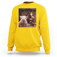 Funny Christmas Pig Selfie With Santa Gift Sweatshirt - Wonder Print Shop