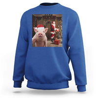 Funny Christmas Pig Selfie With Santa Gift Sweatshirt - Wonder Print Shop