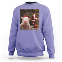 Funny Christmas Pig Selfie With Santa Gift Sweatshirt - Wonder Print Shop
