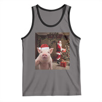 Funny Christmas Pig Selfie With Santa Gift Tank Top - Wonder Print Shop
