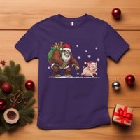 Christmas Cryptid Farm Life Gift T Shirt Funny Bigfoot Chasing Pig - Wonder Print Shop