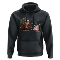 Christmas Cryptid Farm Life Gift Hoodie Funny Bigfoot Chasing Pig - Wonder Print Shop