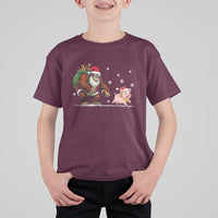 Christmas Cryptid Farm Life Gift T Shirt For Kid Funny Bigfoot Chasing Pig - Wonder Print Shop
