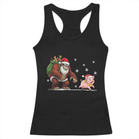 Christmas Cryptid Farm Life Gift Racerback Tank Top Funny Bigfoot Chasing Pig - Wonder Print Shop