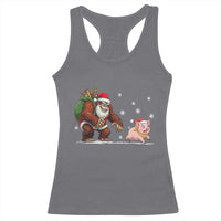 Christmas Cryptid Farm Life Gift Racerback Tank Top Funny Bigfoot Chasing Pig - Wonder Print Shop