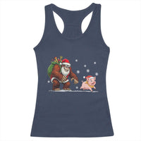 Christmas Cryptid Farm Life Gift Racerback Tank Top Funny Bigfoot Chasing Pig - Wonder Print Shop