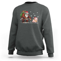 Christmas Cryptid Farm Life Gift Sweatshirt Funny Bigfoot Chasing Pig - Wonder Print Shop