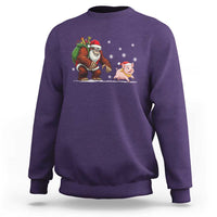 Christmas Cryptid Farm Life Gift Sweatshirt Funny Bigfoot Chasing Pig - Wonder Print Shop