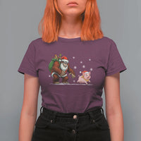 Christmas Cryptid Farm Life Gift T Shirt For Women Funny Bigfoot Chasing Pig - Wonder Print Shop
