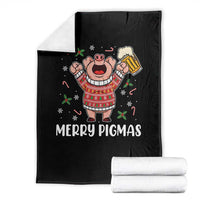 Christmas Pig Drinking Beer Throw Blanket Funny Merry Pigmas Gift - Wonder Print Shop