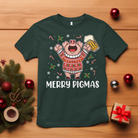 Christmas Pig Drinking Beer T Shirt Funny Merry Pigmas Gift - Wonder Print Shop