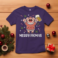 Christmas Pig Drinking Beer T Shirt Funny Merry Pigmas Gift - Wonder Print Shop