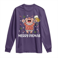 Christmas Pig Drinking Beer Long Sleeve Shirt Funny Merry Pigmas Gift - Wonder Print Shop