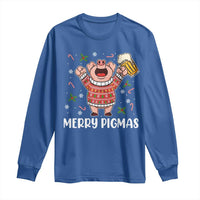 Christmas Pig Drinking Beer Long Sleeve Shirt Funny Merry Pigmas Gift - Wonder Print Shop