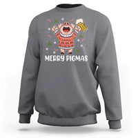 Christmas Pig Drinking Beer Sweatshirt Funny Merry Pigmas Gift - Wonder Print Shop