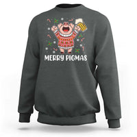 Christmas Pig Drinking Beer Sweatshirt Funny Merry Pigmas Gift - Wonder Print Shop