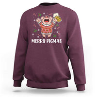 Christmas Pig Drinking Beer Sweatshirt Funny Merry Pigmas Gift - Wonder Print Shop