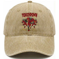 Skeleton Game Day Washed Cotton Baseball Cap Touchdown Football Fan Gift