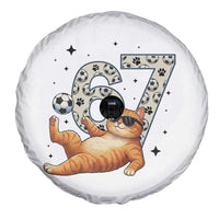 Funny Cat Playing Soccer Spare Tire Cover Six Seven Meme
