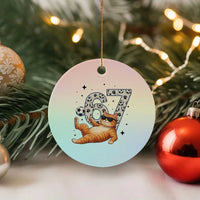Funny Cat Playing Soccer Ceramic Ornament Six Seven Meme