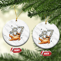 Funny Cat Playing Soccer Ceramic Ornament Six Seven Meme