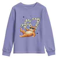 Funny Cat Playing Soccer Youth Sweatshirt Six Seven Meme